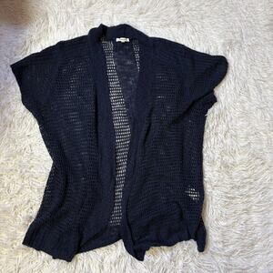Maurices Ribbed women’s sweater cardigan blue open face 2